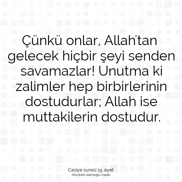 Ayetbul | Kuran Mealleri | Quran | Casiye suresi 19. ayet