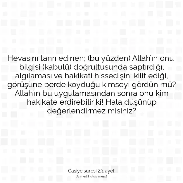 Ayetbul | Kuran Mealleri | Quran | Casiye suresi 23. ayet