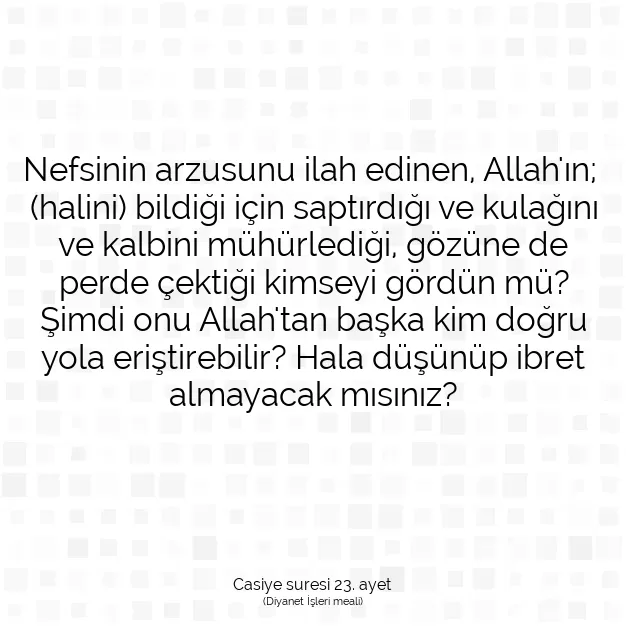 Ayetbul | Kuran Mealleri | Quran | Casiye suresi 23. ayet