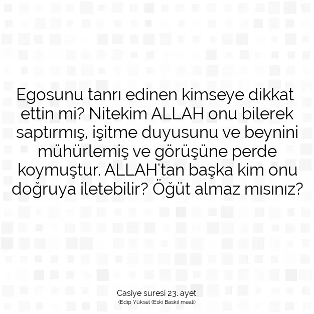 Ayetbul | Kuran Mealleri | Quran | Casiye suresi 23. ayet