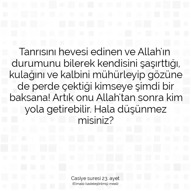 Ayetbul | Kuran Mealleri | Quran | Casiye suresi 23. ayet