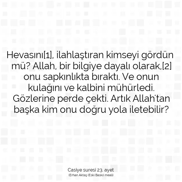 Ayetbul | Kuran Mealleri | Quran | Casiye suresi 23. ayet