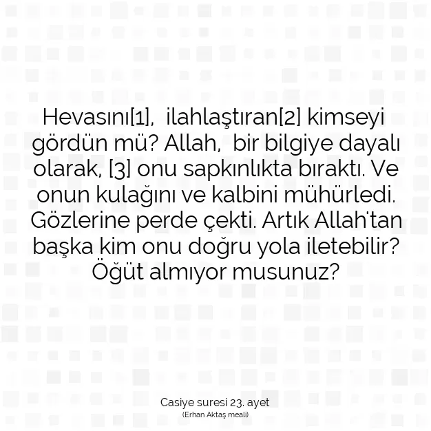 Ayetbul | Kuran Mealleri | Quran | Casiye suresi 23. ayet