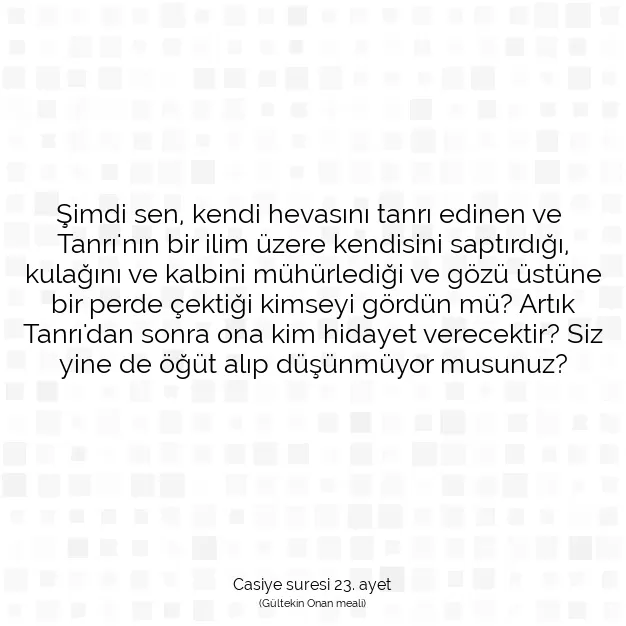 Ayetbul | Kuran Mealleri | Quran | Casiye suresi 23. ayet