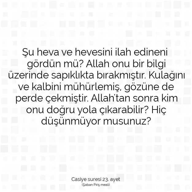 Ayetbul | Kuran Mealleri | Quran | Casiye suresi 23. ayet