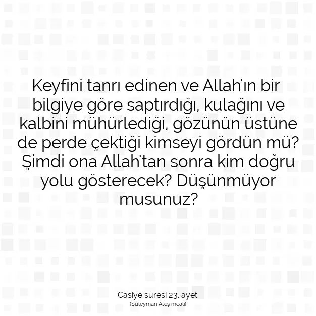 Ayetbul | Kuran Mealleri | Quran | Casiye suresi 23. ayet