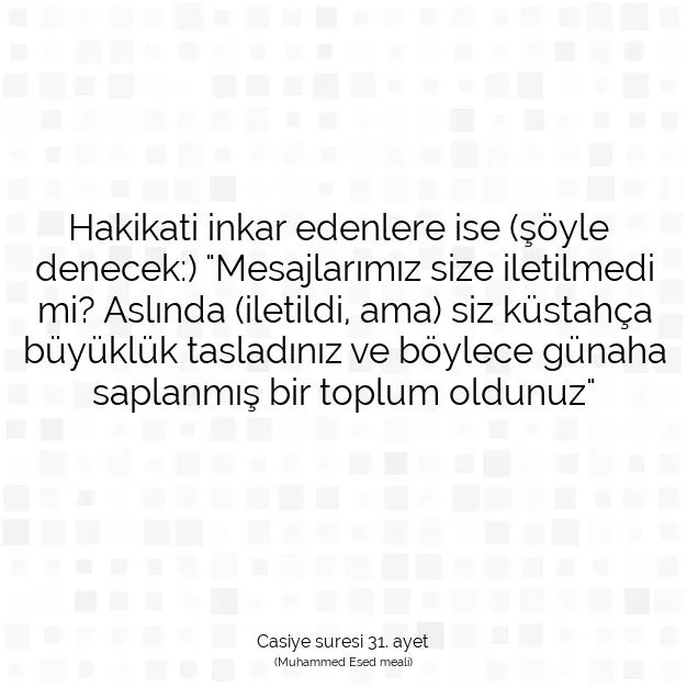 Ayetbul | Kuran Mealleri | Quran | Casiye suresi 31. ayet