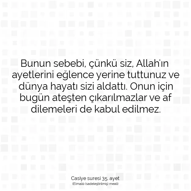 Ayetbul | Kuran Mealleri | Quran | Casiye suresi 35. ayet