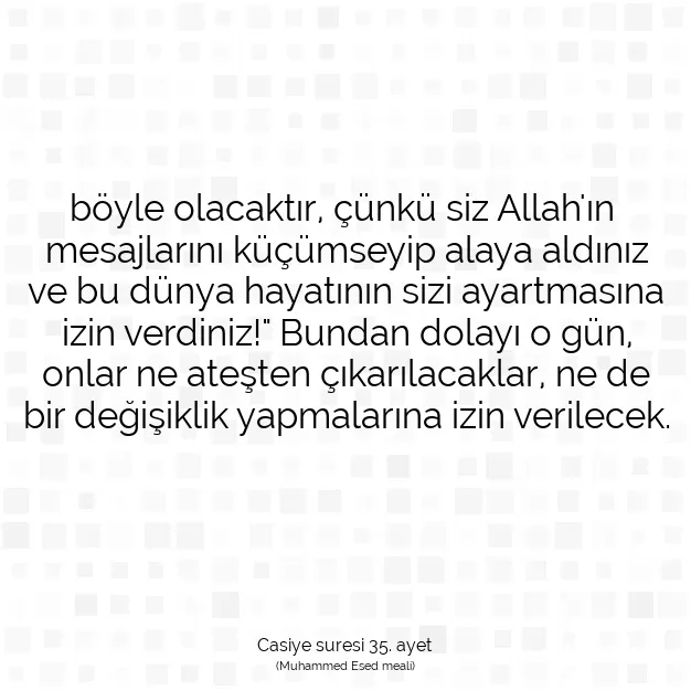 Ayetbul | Kuran Mealleri | Quran | Casiye suresi 35. ayet