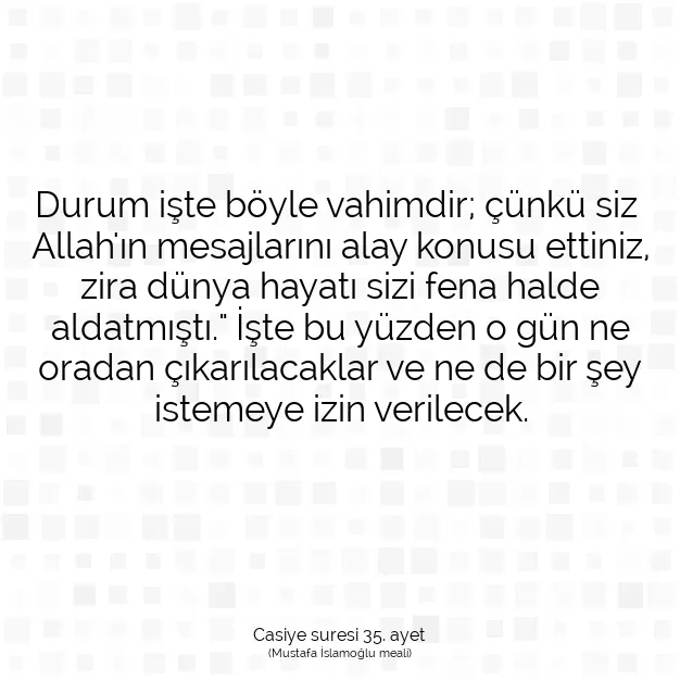 Ayetbul | Kuran Mealleri | Quran | Casiye suresi 35. ayet