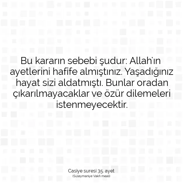 Ayetbul | Kuran Mealleri | Quran | Casiye suresi 35. ayet