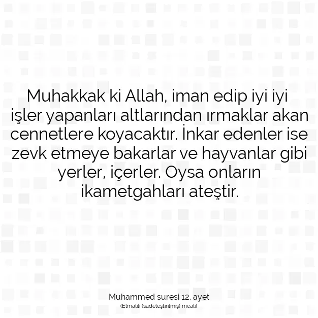 Ayetbul | Kuran Mealleri | Quran | Muhammed suresi 12. ayet