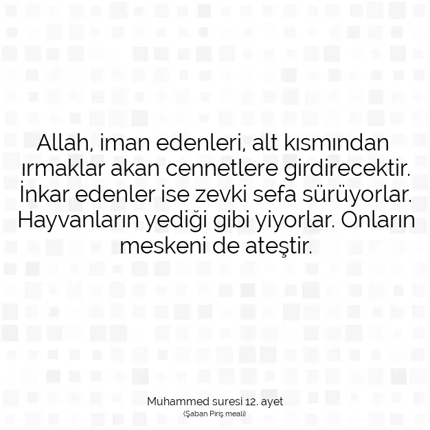 Ayetbul | Kuran Mealleri | Quran | Muhammed suresi 12. ayet