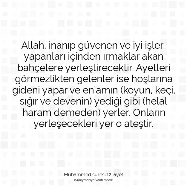 Ayetbul | Kuran Mealleri | Quran | Muhammed suresi 12. ayet