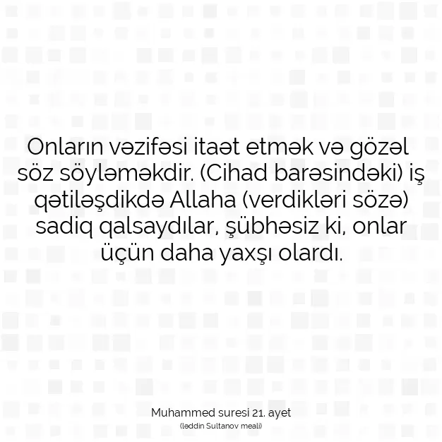 Ayetbul | Kuran Mealleri | Quran | Muhammed suresi 21. ayet