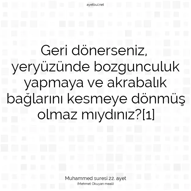 Ayetbul | Kuran Mealleri | Quran | Muhammed suresi 22. ayet