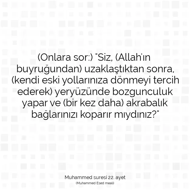 Ayetbul | Kuran Mealleri | Quran | Muhammed suresi 22. ayet