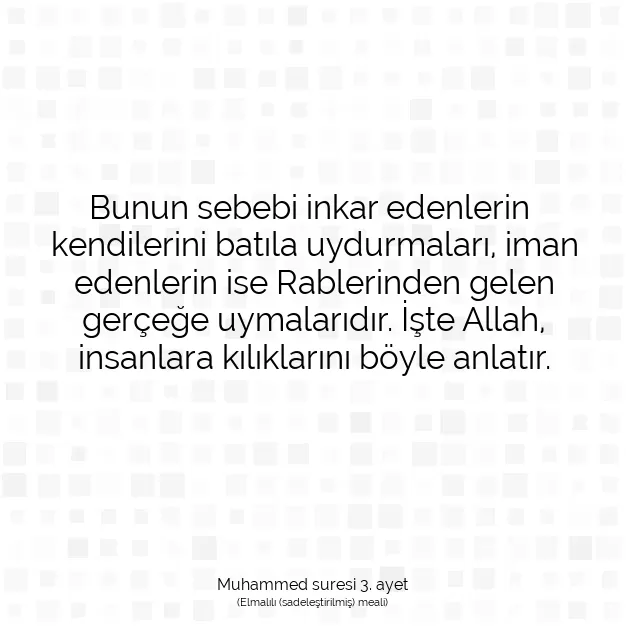 Ayetbul | Kuran Mealleri | Quran | Muhammed suresi 3. ayet