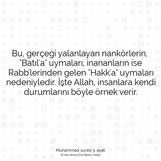 Ayetbul | Kuran Mealleri | Quran | Muhammed suresi 3. ayet