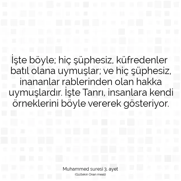 Ayetbul | Kuran Mealleri | Quran | Muhammed suresi 3. ayet