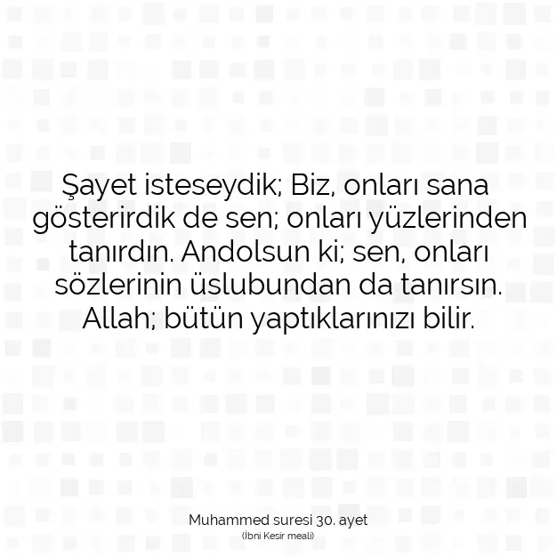 Ayetbul | Kuran Mealleri | Quran | Muhammed suresi 30. ayet