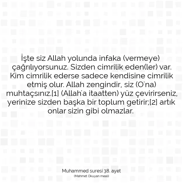 Ayetbul | Kuran Mealleri | Quran | Muhammed suresi 38. ayet