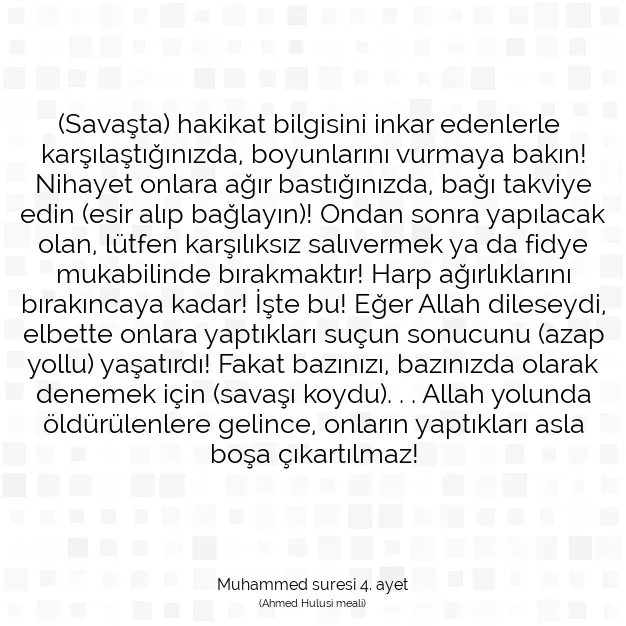 Ayetbul | Kuran Mealleri | Quran | Muhammed suresi 4. ayet