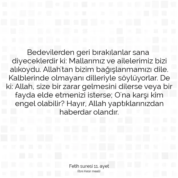 Ayetbul | Kuran Mealleri | Quran | Fetih suresi 11. ayet