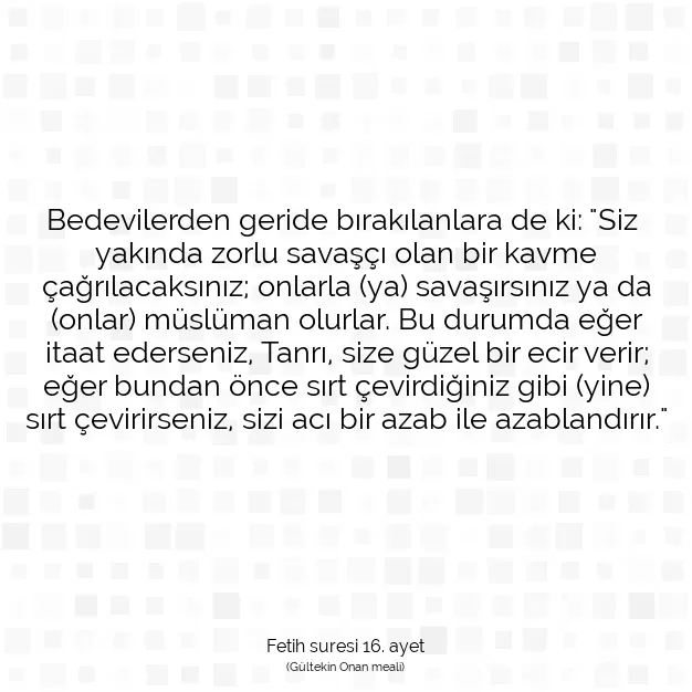 Ayetbul | Kuran Mealleri | Quran | Fetih suresi 16. ayet