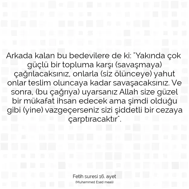 Ayetbul | Kuran Mealleri | Quran | Fetih suresi 16. ayet