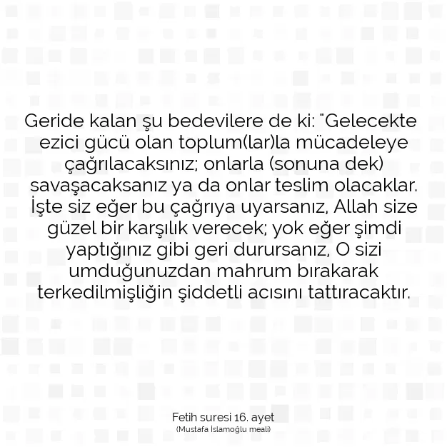 Ayetbul | Kuran Mealleri | Quran | Fetih suresi 16. ayet