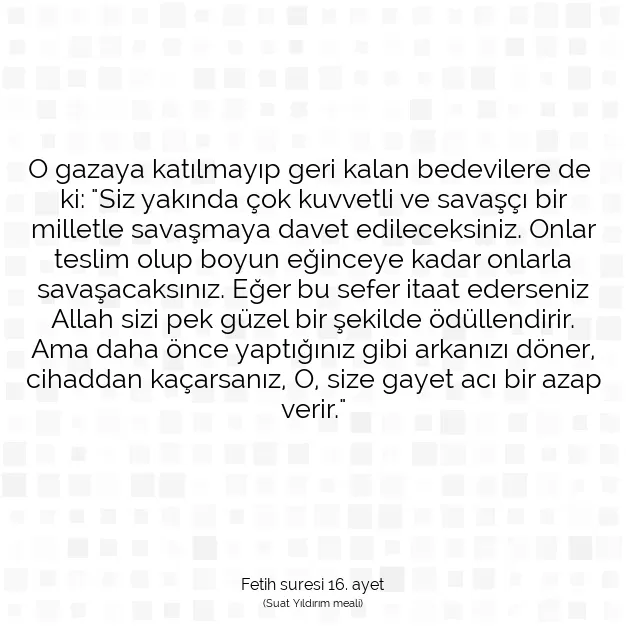 Ayetbul | Kuran Mealleri | Quran | Fetih suresi 16. ayet