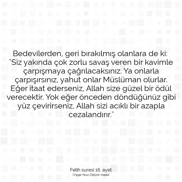 Ayetbul | Kuran Mealleri | Quran | Fetih suresi 16. ayet