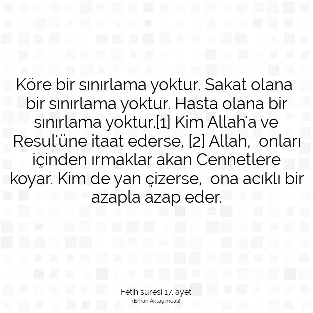 Ayetbul | Kuran Mealleri | Quran | Fetih suresi 17. ayet