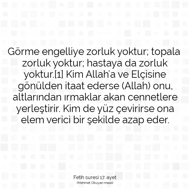 Ayetbul | Kuran Mealleri | Quran | Fetih suresi 17. ayet