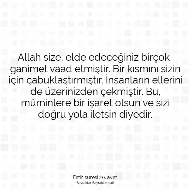 Ayetbul | Kuran Mealleri | Quran | Fetih suresi 20. ayet