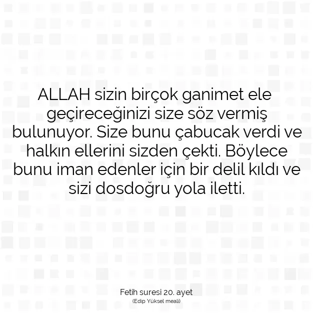 Ayetbul | Kuran Mealleri | Quran | Fetih suresi 20. ayet