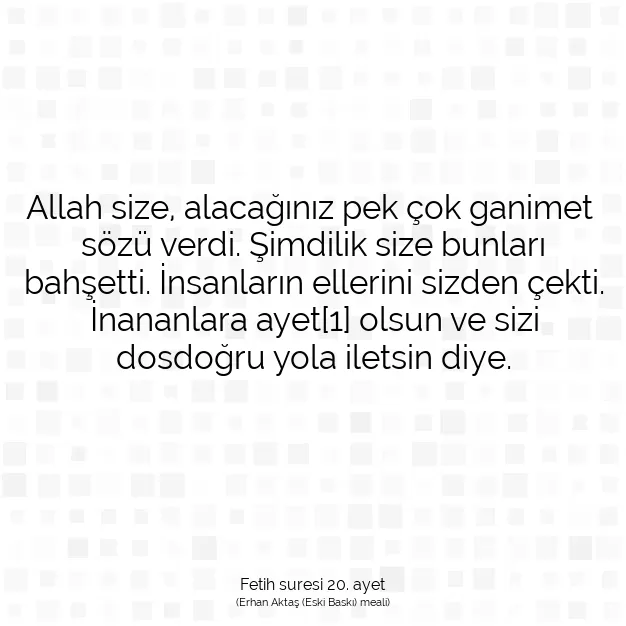 Ayetbul | Kuran Mealleri | Quran | Fetih suresi 20. ayet