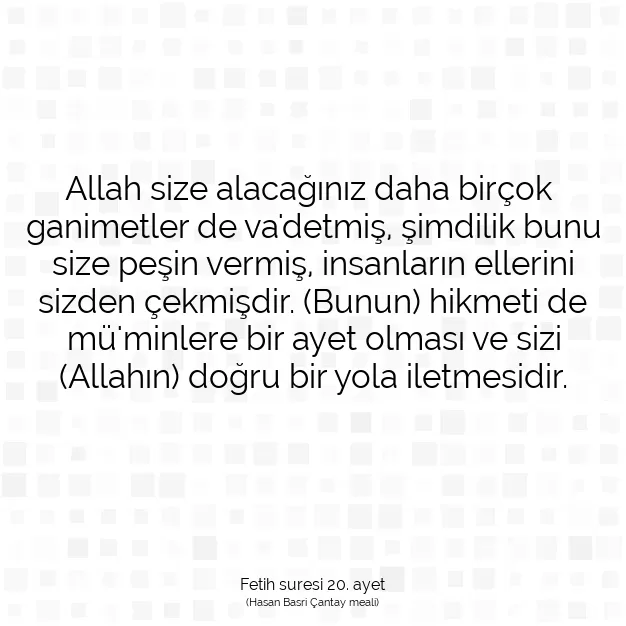 Ayetbul | Kuran Mealleri | Quran | Fetih suresi 20. ayet