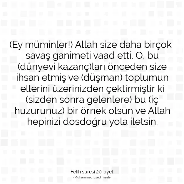 Ayetbul | Kuran Mealleri | Quran | Fetih suresi 20. ayet