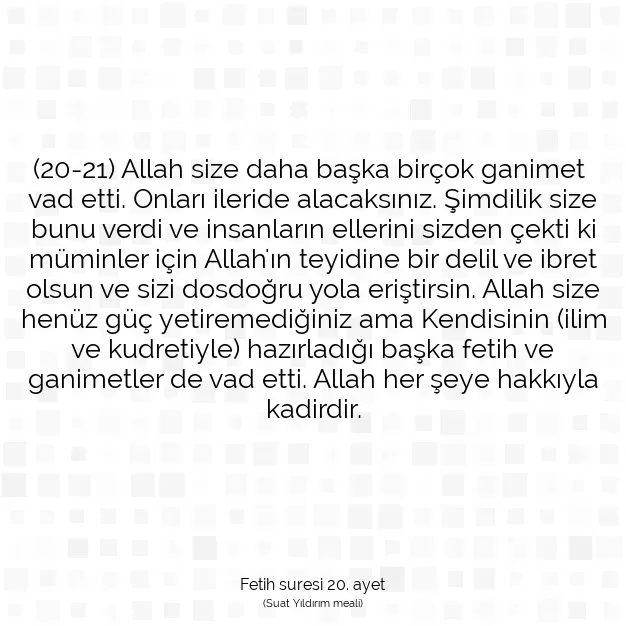 Ayetbul | Kuran Mealleri | Quran | Fetih suresi 20. ayet