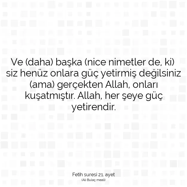 Ayetbul | Kuran Mealleri | Quran | Fetih suresi 21. ayet