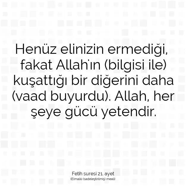 Ayetbul | Kuran Mealleri | Quran | Fetih suresi 21. ayet