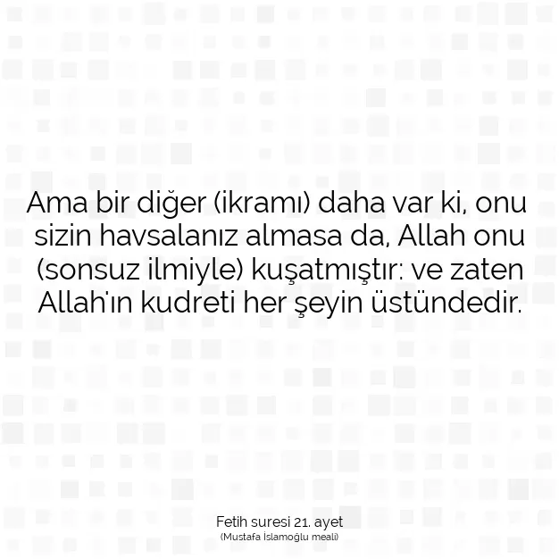 Ayetbul | Kuran Mealleri | Quran | Fetih suresi 21. ayet