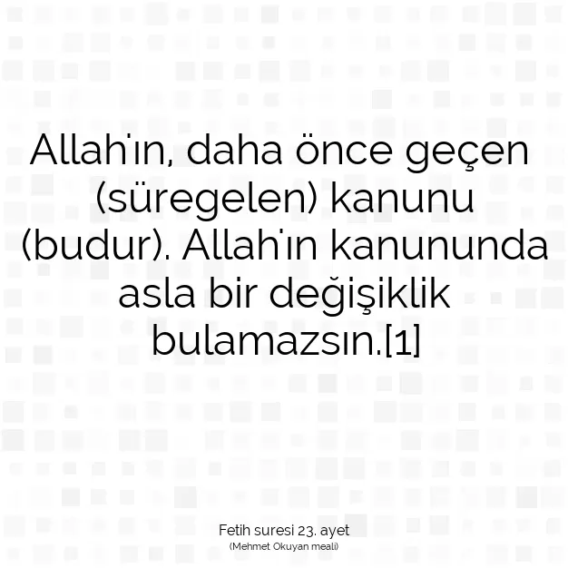 Ayetbul | Kuran Mealleri | Quran | Fetih suresi 23. ayet