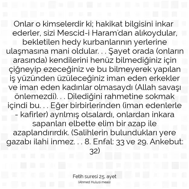 Ayetbul | Kuran Mealleri | Quran | Fetih suresi 25. ayet