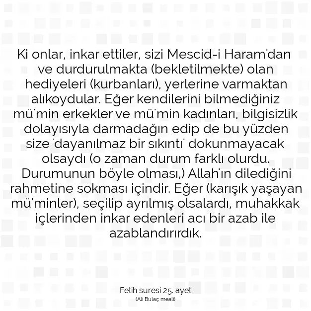 Ayetbul | Kuran Mealleri | Quran | Fetih suresi 25. ayet