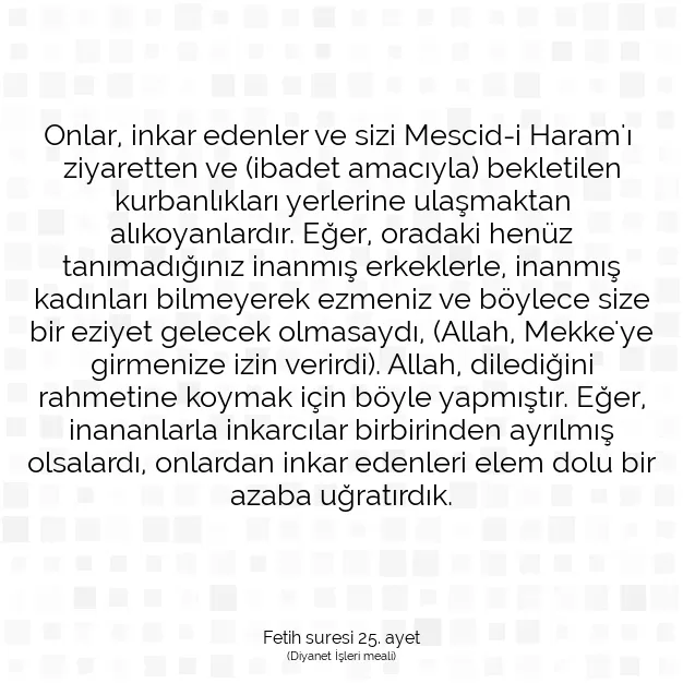 Ayetbul | Kuran Mealleri | Quran | Fetih suresi 25. ayet