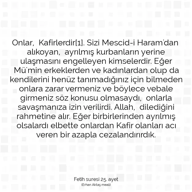 Ayetbul | Kuran Mealleri | Quran | Fetih suresi 25. ayet