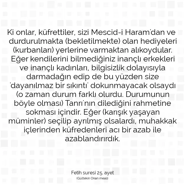 Ayetbul | Kuran Mealleri | Quran | Fetih suresi 25. ayet